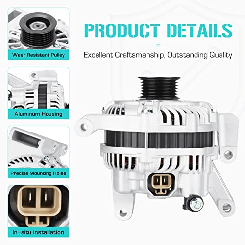 Image of New Alternator Fit for Mazda 3 2.0L 2.3L 2004-2009, Fit for Mazda 3 2007-2009 (Not for Mazdaspeed) Fit for Mazda 5 2.3L 2006 2007, A3TG1391A, 400-48144, LF1F-18-300