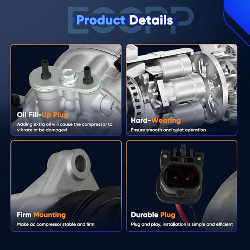 Image of ECCPP A /C Compressor with Clutch 2013-2016 for GMC Acadia 3.6L 2013-2023 for Chevrolet Traverse for Buick Enclave 3.6L Fast Cooling AC Compressor
