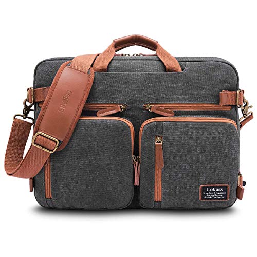 Preisvergleich Produktbild CoolBELL umwandelbar Aktentasche Messenger Bag Umhängetasche Laptop Tasche Business Backpack Multifunktions Reise Rucksack Notebook Schultertasche Passend für 17 Zoll Laptop / Herren / Damen, Canvas Grau