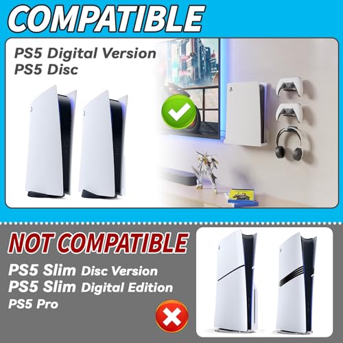 2. Bild von sciuU Wandhalterung Kompatibel mit PS5 Playstation 5, 2 mm Super Hartes Verdicktes Metall, Halterung Ständer Halter Zubehör für PS5 Konsole Standard Disc/Digital Edition, Weiß Console Wandhalterung