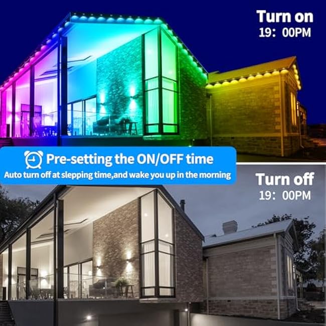 500ft Permanent Outdoor Lights,RGB Eaves Light with App Control Remote,DIY IP67 Waterproof Under Eave Lighting,Outside led Lights for Christmas,Garden,House Decorations(2 Rolls 250ft)