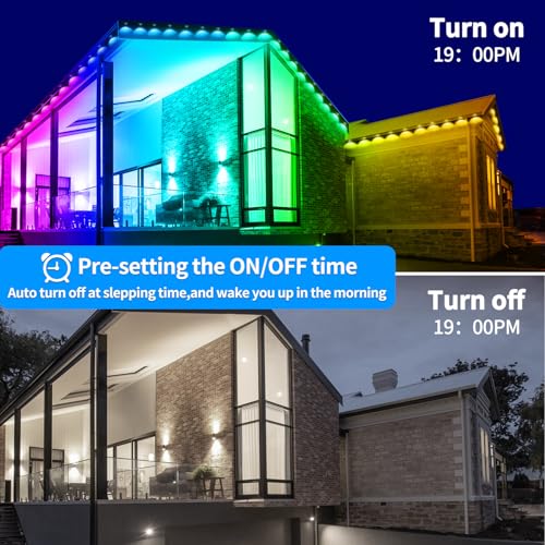500ft Outdoor RGB Eaves Lights with App Control - Waterproof LED Lights for Christmas, Garden, House Decorations