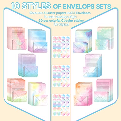 Image of TaoBary 160 Pcs Watercolor Stationery Paper and Envelopes Set, 5.5 x 8.25''
