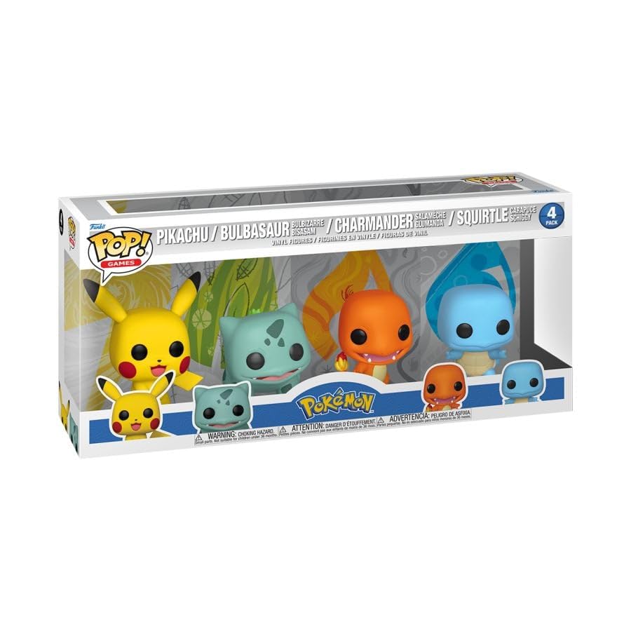 Funko POP! Games: Pokemon, Starters, 4 Pack, Pikachu, Squirtle, Charmander, Bulbasaur, Collectable Vinyl Figure, Gift Idea - Image 2
