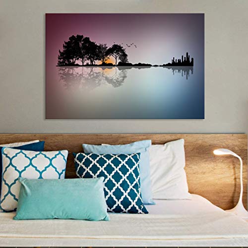 Urttiiyy Large Abstract Guitar Island Canvas Wall Art Modern Music Paintings Abstract Tree Painting Prints Music Lover Home Decor For Living Room Framed Ready To Hang thumb #3