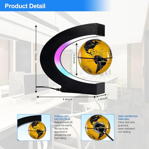 Image of Flagest Magnetic Levitation Floating Globe, Levitating C Shape Globe with LED Lights for Education Home Office Desk Decor, Holiday Anniversary Creative Item(3.3 Inches)