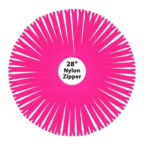 Image of Mandala Crafts 40 PCs Hot Pink Closed-End 28 Inches Nylon Zipper for Sewing