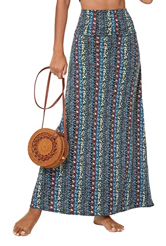 Urban CoCo Women's Stylish Spandex Comfy Fold-Over Flare Long Maxi Skirt3