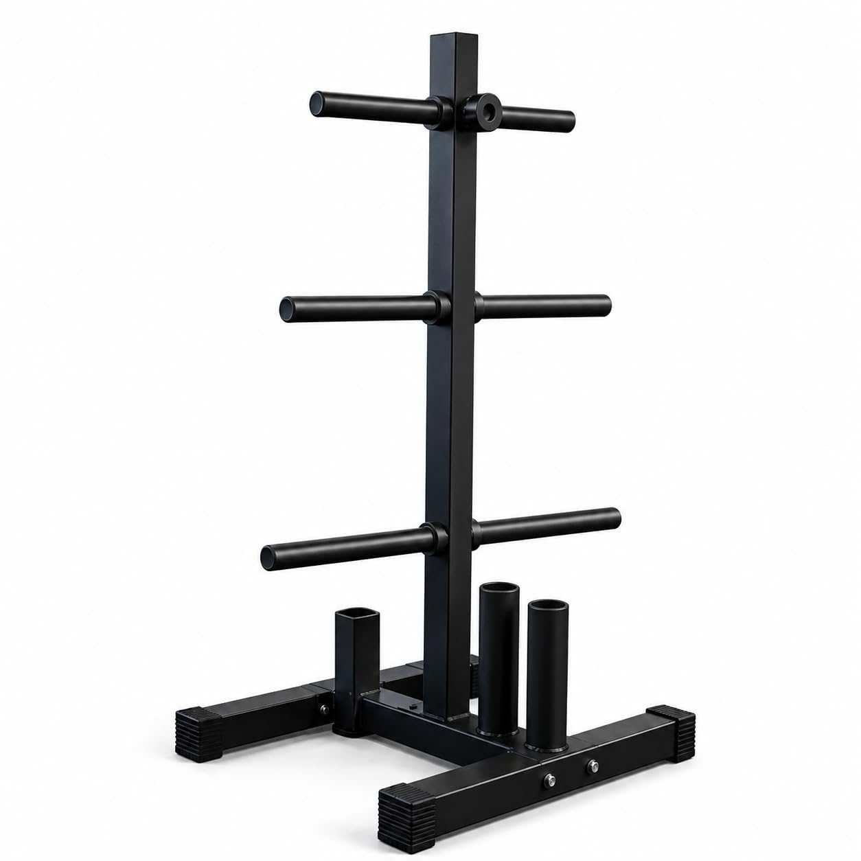 Rack para discos y barras ajustable 400 kg – Soporte para gimnasio en casa con 6 soportes para discos y 2 para barras olímpicas, acero reforzado, 113 × 69 × 61 cm