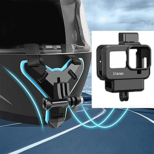 Image of HIFFIN Helmet Chin Strap Mount Housing Cage for Go pro 8, Ulazi G9-4 Cold Shoe Mount Compatible with Tripod Selfie Stick