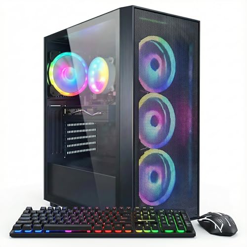Image of STGAubron Gaming PC Computer Desktop, Radeon RX 580 8G, Intel Core I7 8th up to 4.10 GHz, 16G DDR4, 512G SSD, WiFi 6 & BT 5.2, RGB Fan x4, Windows 11 Home