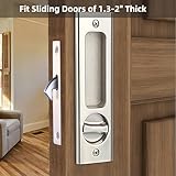 mvuenleyog Sliding Pocket Door Lock,Sliding Door Latch with Turn Knob for Interior Wooden Door,6.3in/160mm,Invisible Recessed Door Handle (Silver) - Image 3
