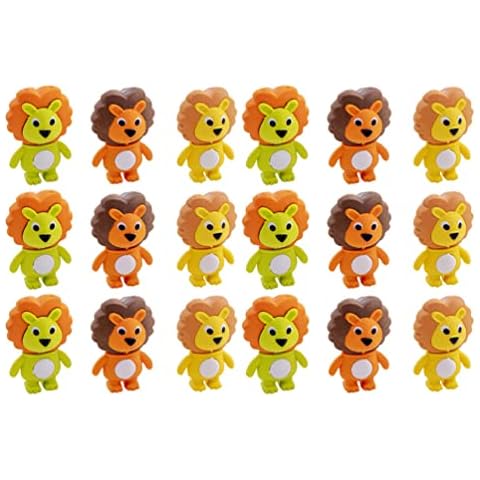 NUOBESTY Kinder Radiergummi Mitgebsel Mini Löwe Figur 18 Stk Miniatur Löwen Neuheit Radiergummi Block Schreibwaren Cover