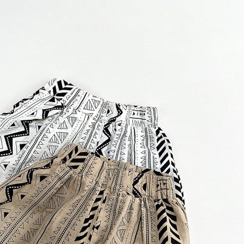 Baby Cotton Linen Long Bloomers Soft Cotton Striped Harem Pants for Boys Girls Elastic Waist Long Pants Bloomers 12-18 Months 16 Coffee4