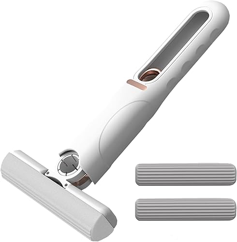 Mini mopa portátil para espacios pequeños, potente esponja para apretar, para baño, cocinas, vajilla, escritorio, vidrio, inodoro, mostradores,