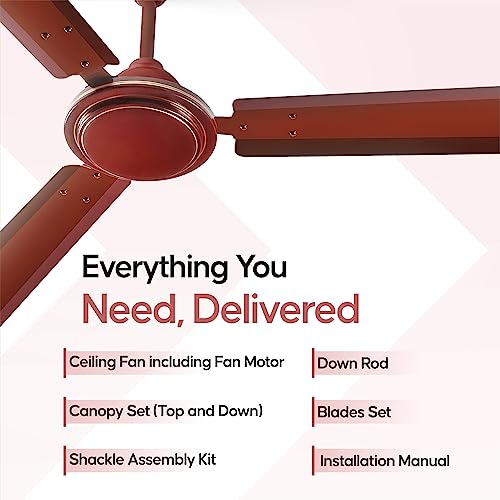 Image of LONGWAY Nexa P1 1200 mm /48 inch Ultra High Speed 3 Blade Anti-Dust Decorative Star Rated Ceiling Fan (Brown, Pack of 1)