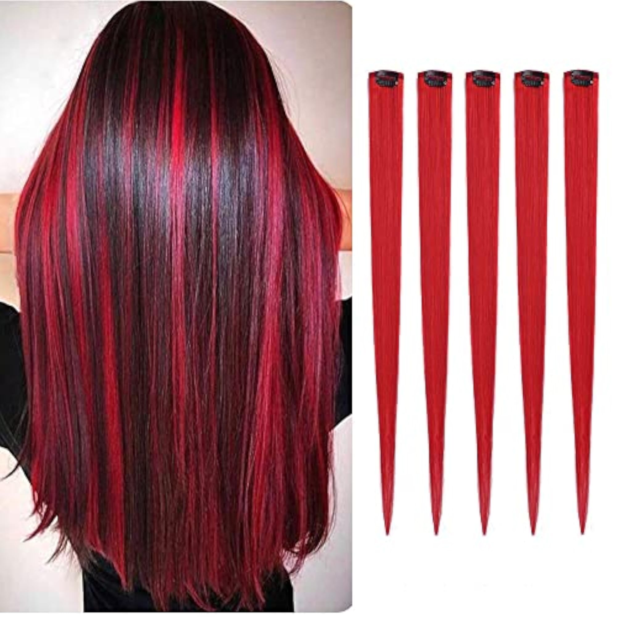 Straight Red Clip-In Human Hair Extension