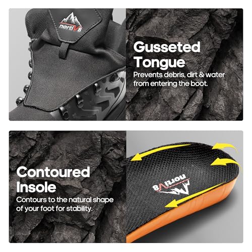 NORTIV 8 Men's Lightweight Hiking Boots Waterproof Breathable Outdoor Trekking Camping Ankle Boots Fern,Size 10.5,Black,NMUMHB2502