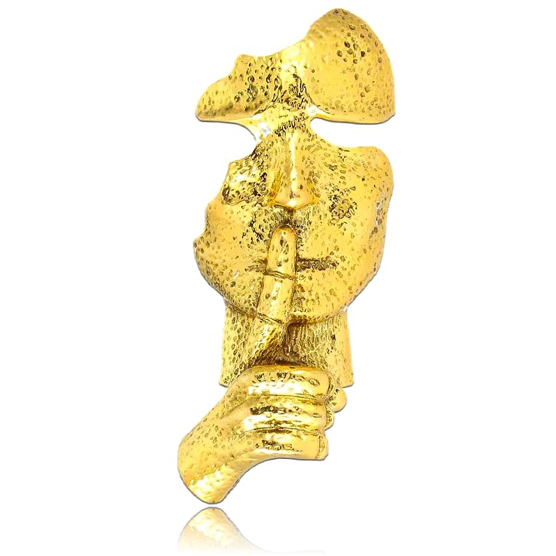 Image of Brooch Pins Gold Silence Thinker Mask Lapel Vintage Facepiece Badge Brooches for Women Fashion Jewelry Clothing Decoration Accessories