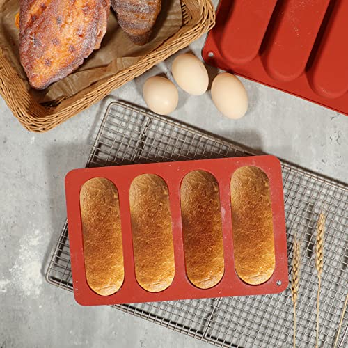 Webake 6 Inch Hot Dog Bun Pan, 2 Pack SIlicone Hotdog Bun Molds Nonstick Bread Forms, Mini Baguette Sandwich Baking Tray for Hot Dog Bun Rolls Cake and Eclair - Image 6