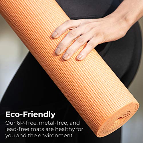 Hello Fit Yoga Mats, Bulk 10 Pack. 68X24X1/8 Inches, Affordable Exercise Gym Mats With Non-Slip Texture, Easy To Clean, Orange #TOP5