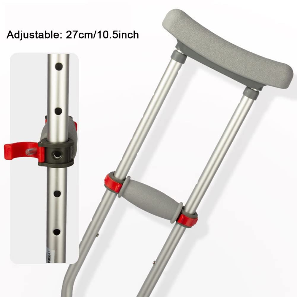 Stampelle ascellari Pieghevoli, stampelle da Passeggio Regolabili in Altezza con Comodi Cuscinetti e Maniglie ascellari, Adatte per Altezza: 140-200 cm (Colore: Argento, Dimensioni: 1 unità)