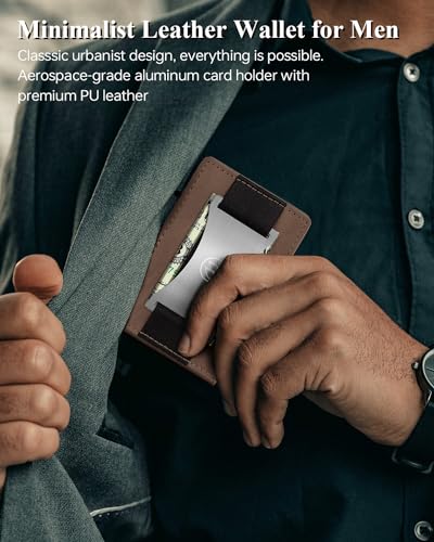 Minimalist Slim Wallet for Men - Mens Wallets Leather with POP UP Card Holder Wallet Fits Front Pocket, RFID Blocking Bifold Men`s Wallets with Metal Money Clip and Box4