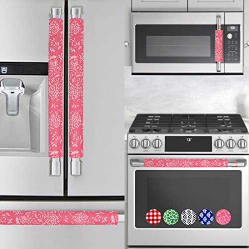 5-Piece Refrigerator Door Handle Covers Kitchen Decor and Accessories Use on Kitchen Appliance Stove Oven Dishwasher Microwave Fridge Handle Cover Kitchen Accessories (Blue Garden)
