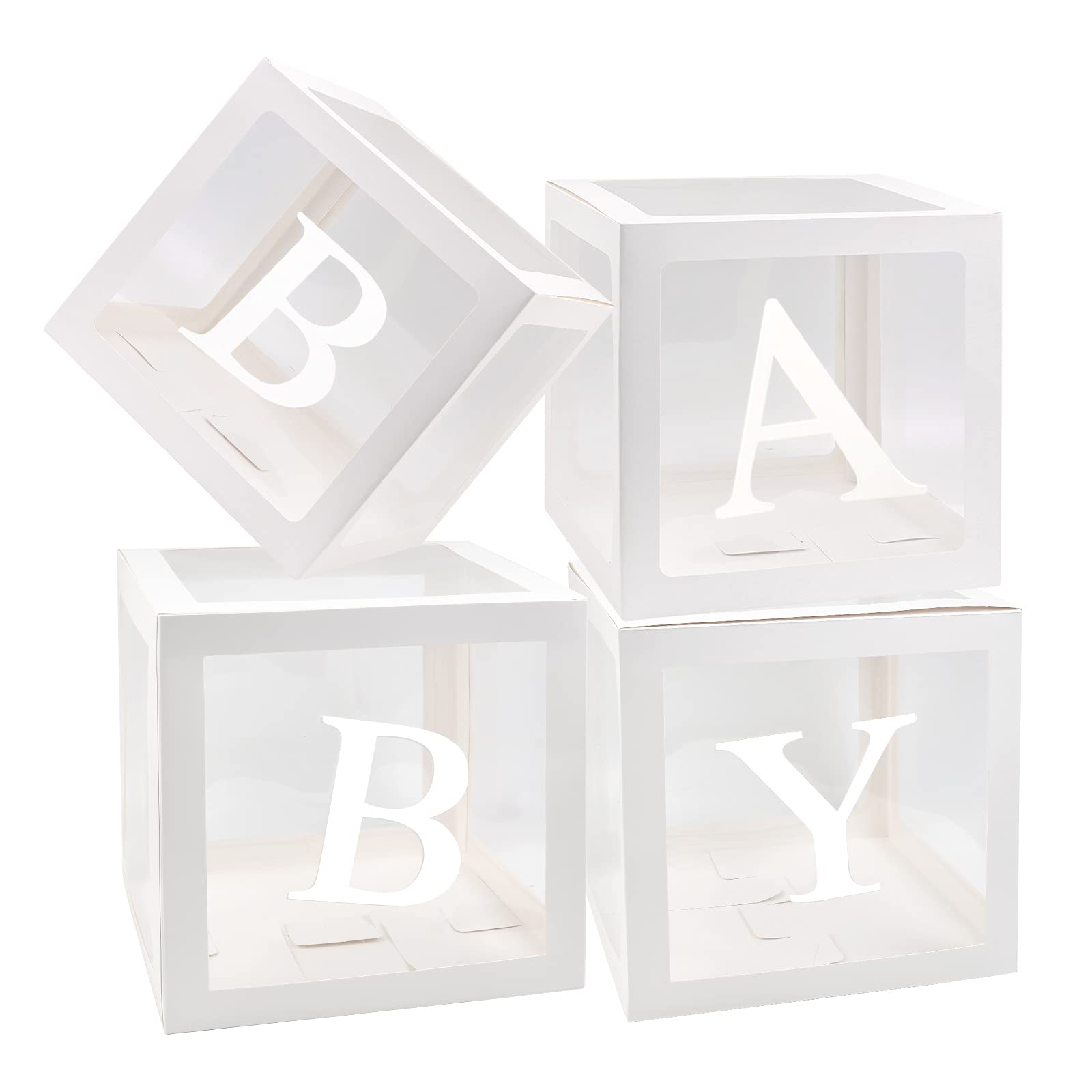 Buy Baby Shower Boxes Decorations for Girl & Boy, 4Pack Transparent