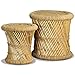 vidaXL 2X Hocker Handgefertigt Bambushocker Sitzhocker Beistelltisch Couchtisch Rundhocker Blumenhocker Fußhocker Dekohocker Bambus Jute