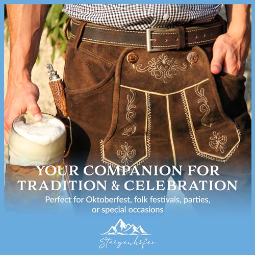 STEIGENHÖFER Lederhosen Men - Authentic German Bavarian Shorts - Real Leather Oktoberfest Costume - Trachten Outfit3