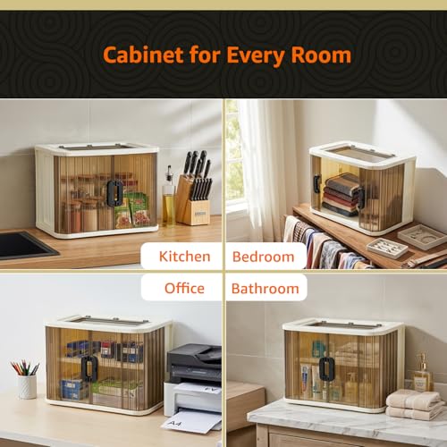 Image of Amazon Basics Plastic Organizer Unit with Dual Front Doors, Multi-Purpose Organizer for Home, Kitchen & Kids Room, Durable & Lightweight (Medium Size, 1 pic)