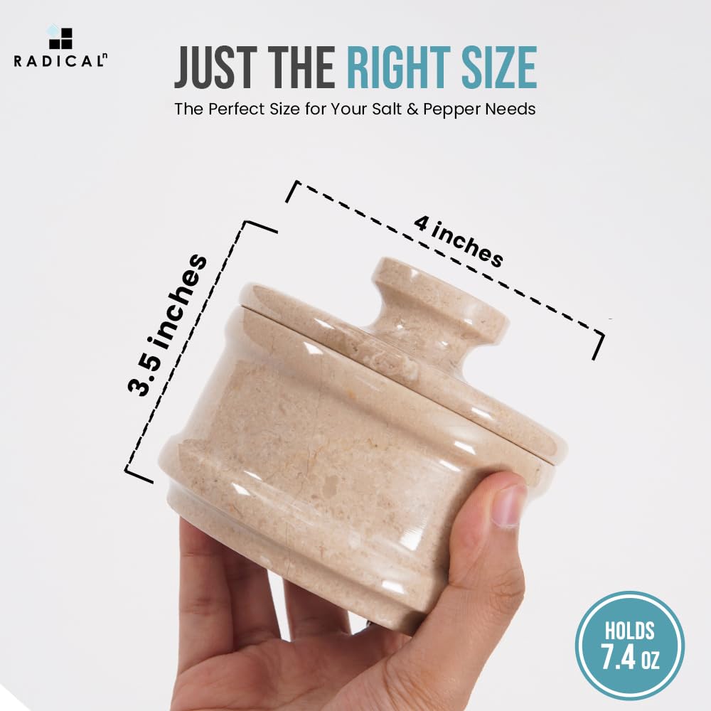 Salière En Marbre Verona 8,9 Cm, Ensemble De 2 Moulins à Sel Et Pots à épices Faits Main Pour La Décoration De La Cuisine, Boîte De Rangement Pour Sel Et Poivre, Sel