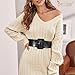 JASGOOD Women Wide Stretchy Belt Vintage Elastic Waist Belt for Dresses Fashion Ladies Waist Patent Leather Belt with Square Buckle