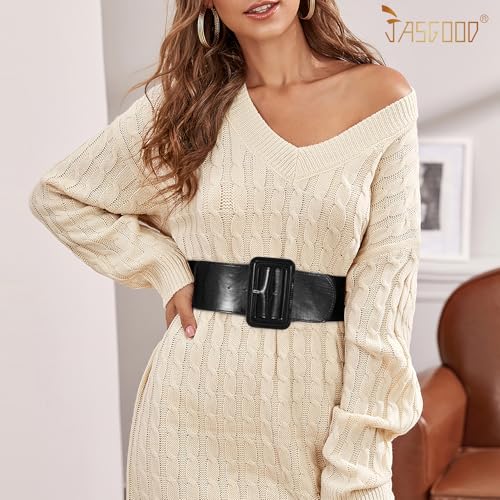 JASGOOD Women Wide Stretchy Belt Vintage Elastic Waist Belt for Dresses Fashion Ladies Waist Belt with Square Buckle4