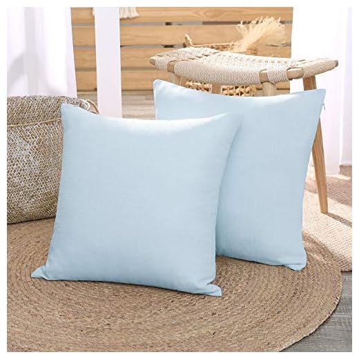 Deconovo Funda para Cojines para Dormitorio Salón Almohada 2 Piezas Azul Claro 40 x 40 cm