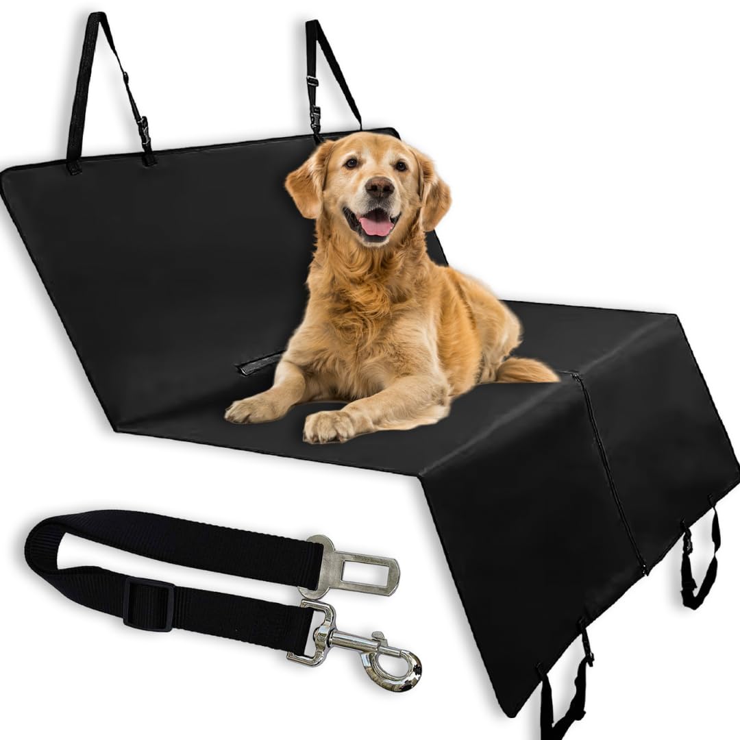 Funda Coche Perro Impermeable y Resistente Que Incluye Cinturon Seguro para Perro - Protector para Perros para el Asiento Trasero Universal Que se Puede Utilizar Tambien para Maletero
