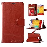 Note 3 Case, Galaxy Note 3 Case, Joopapa Galaxy Note 3 Luxury Fashion Pu Leather Magnet Wallet Flip Case Cover with Built-in Credit Card/ID Card Slots for Samsung Galaxy Note 3 N9000 (Brown)