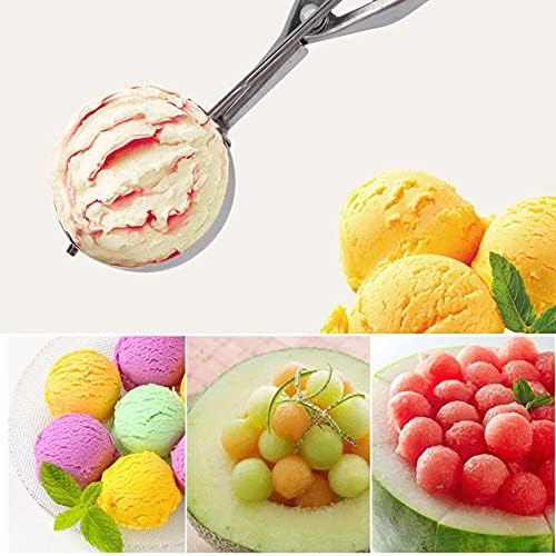MUSEDAY 3Pcs Stainless Steel Ice Cream Scooper Cookie Scoop Melon Baller with Trigger Mash Potato Scoop Cupcake Scoop Yogurt Scoop for Ice Cream Cookies Cake Dough Melon Large Medium Small Size