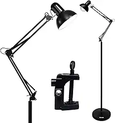 Luminária de Chão 1,90m Articulada Techled Para Sala Escritório Coluna Preta