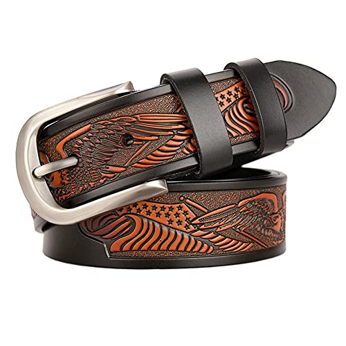 Men's Leather Belt Trimming Casual Pin Buckle Belt Men's Pants Cowhide (Color : Brown, Size : 125cm) (Brown 120CM)