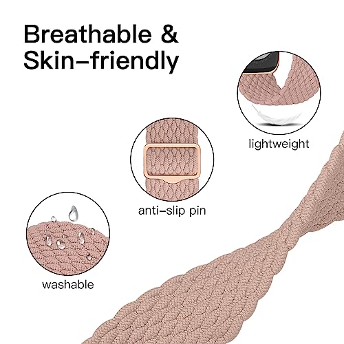 Joehwerr Anti-Slip Braided Band 3-Pack Compatible for Apple Watch Straps 38mm 40mm 41mm 42mm 44mm 45mm 49mm Women, Adjustable Stretchy Elastic Replacement Strap for iWatch Ultra SE 8 7 6 5 4 3 2 1 - Image 4