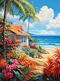 Pintar por Numeros Casa de Playa, Cuadros para Pintar por Numeros con Pinceles y Pinturas Acrílicas para Decoración de Pared Hogar (Sin Marco) -YH1059