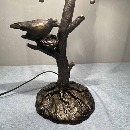 Bieye-L10945-Ravens-Sitting-on-Bare-Tree-Branch-Against-Full-Moon-Hand-Painted-Glass-Table-Lamp-with-Raven-Nest-Lamp-Base-for-Halloween-Home-Decor Bieye L10945 Ravens Sitting on Bare Tree Branch Against Full Moon Hand Painted Glass Table Lamp with Raven Nest Lamp Base for Halloween Home Decor