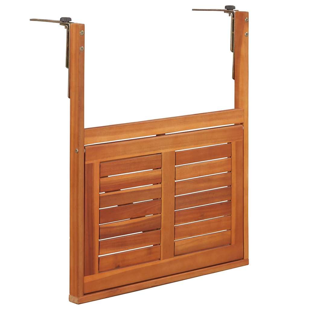 Tavolo sospeso da balcone in legno massello di acacia, 64,5 x 44 x 80 cm, pieghevole per ringhiera, terrazza, veranda, durevole, resistente alle intemperie