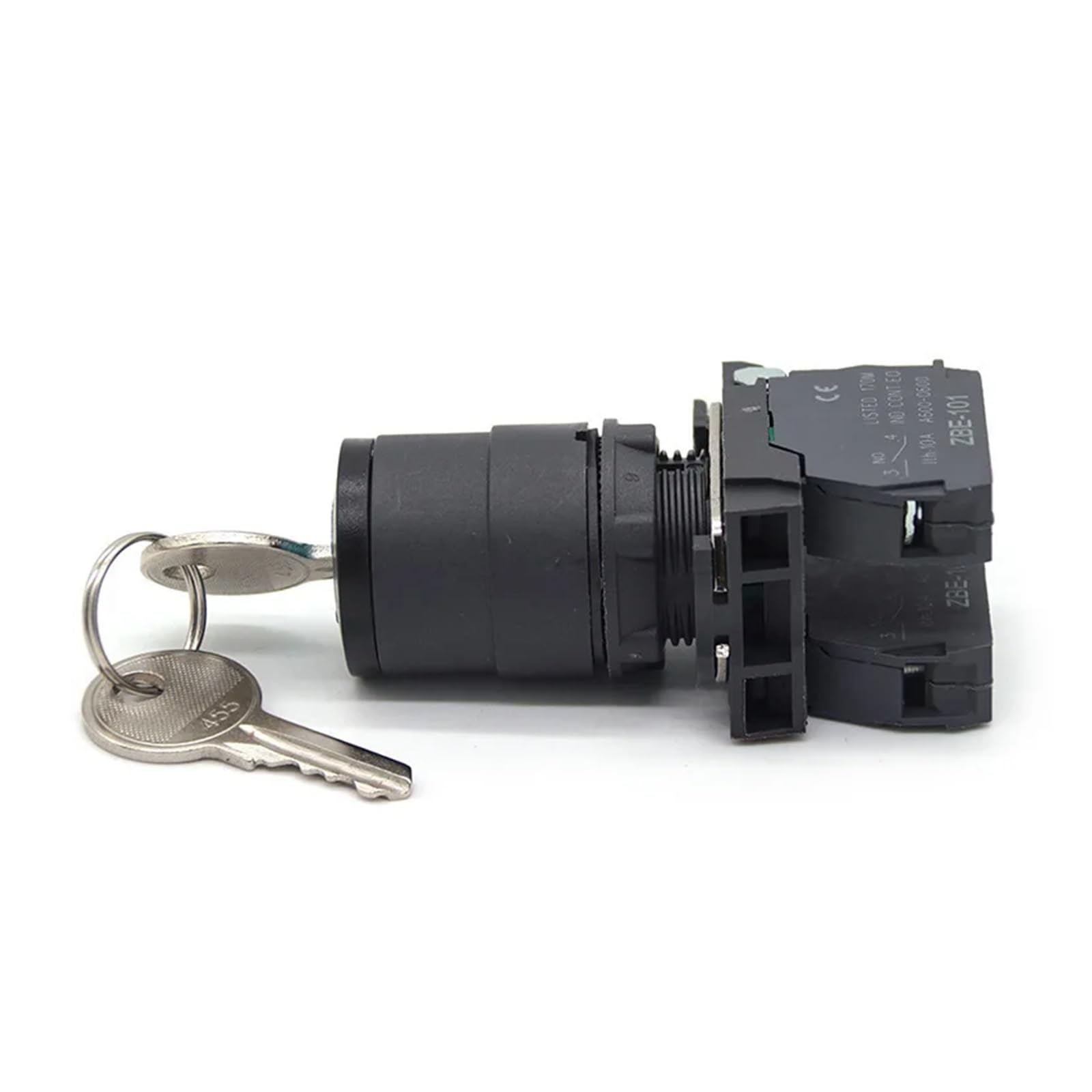 IDGTTLDF 1PC XB5 Series Rotary Button Switch Silver Key 2NO AG33 Three Positions Selector Black