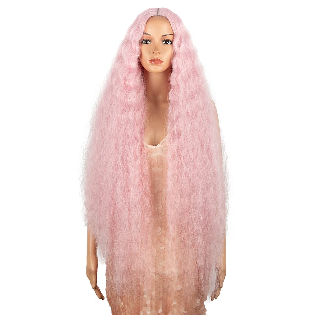 Style Icon 41″ Lace Front Wigs Long Wavy Synthetic Wigs with Baby Hair Half Hand Tied 130% Density Wigs (41 Inches, PINK15) Style Icon 41″ Lace Front Wigs Long Wavy Synthetic Wigs with Baby Hair Half Hand Tied 130% Density Wigs (41 Inches, PINK15)
