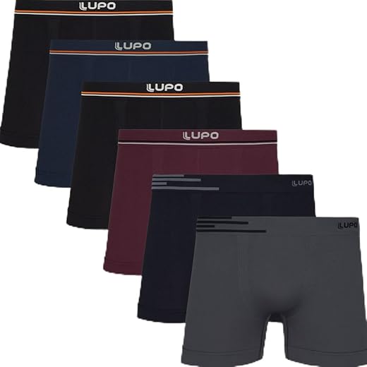 Kit 6 Cuecas Boxer Lupo Microfibra Poliamida Sem Costura Adulto Masculino