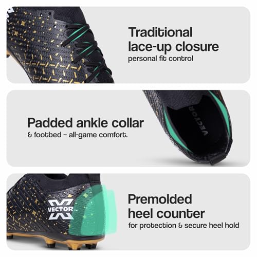 Image of Vector X Starlight Men's Firm Ground Soccer Cleats Shoes, 3D Texture TPU Fusing Upper with Double Color TPU Sole Lightweight Football Studs | Sports Footwear Boots for Adult, Men & Boys