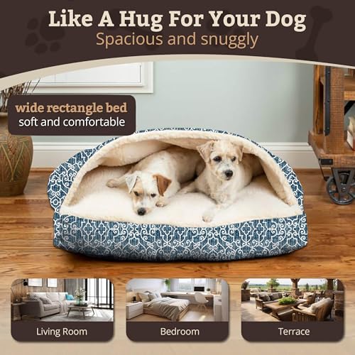 Image of Snoozer Rectangle Cozy Cave Dog Bed, Hooded Dog Bed, Ramey Oxford (S)